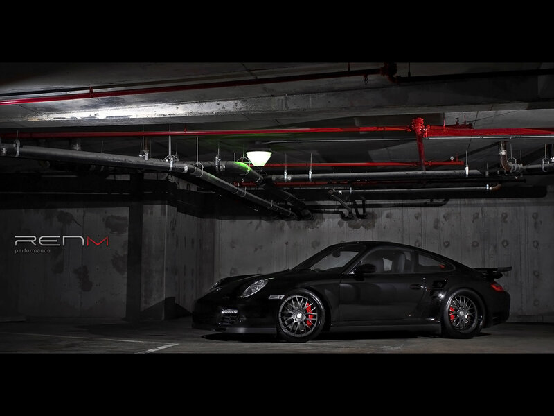 Black Porsche in parking garage