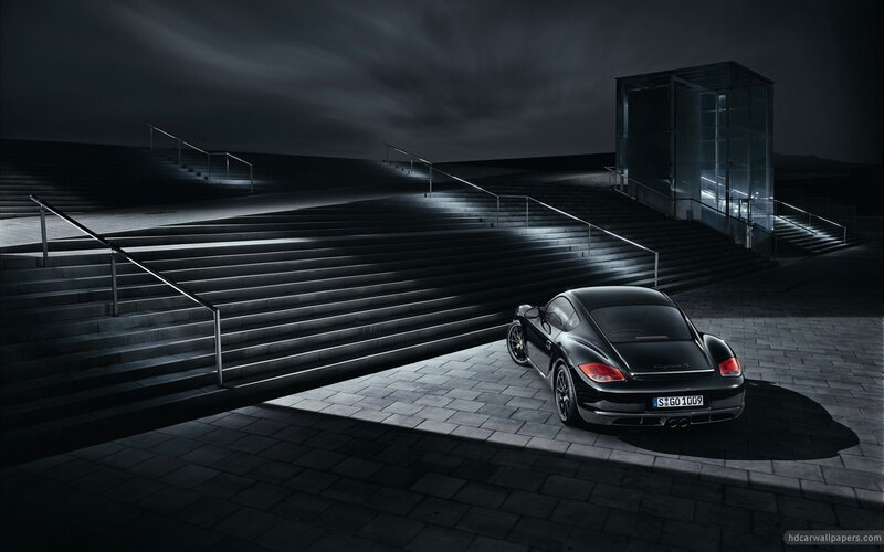 Black Porsche on dark stairs