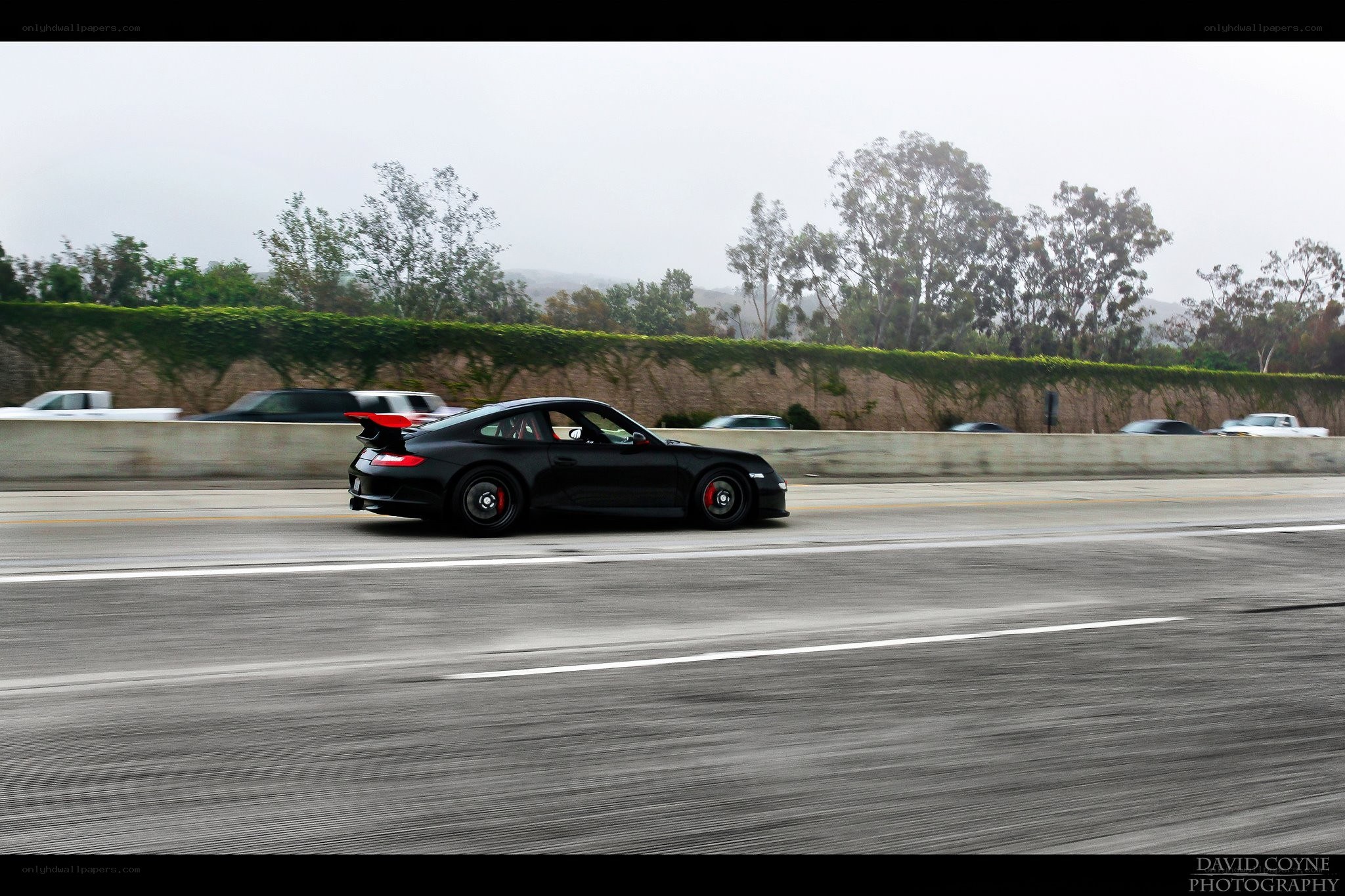 black porsche on highway