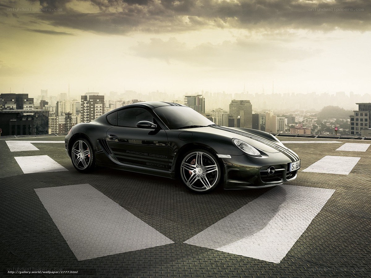 Black Porsche on rooftop