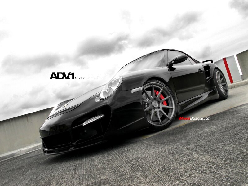 black porsche on track