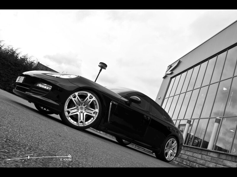 Black Porsche Panamera — Dramatic, Photograph