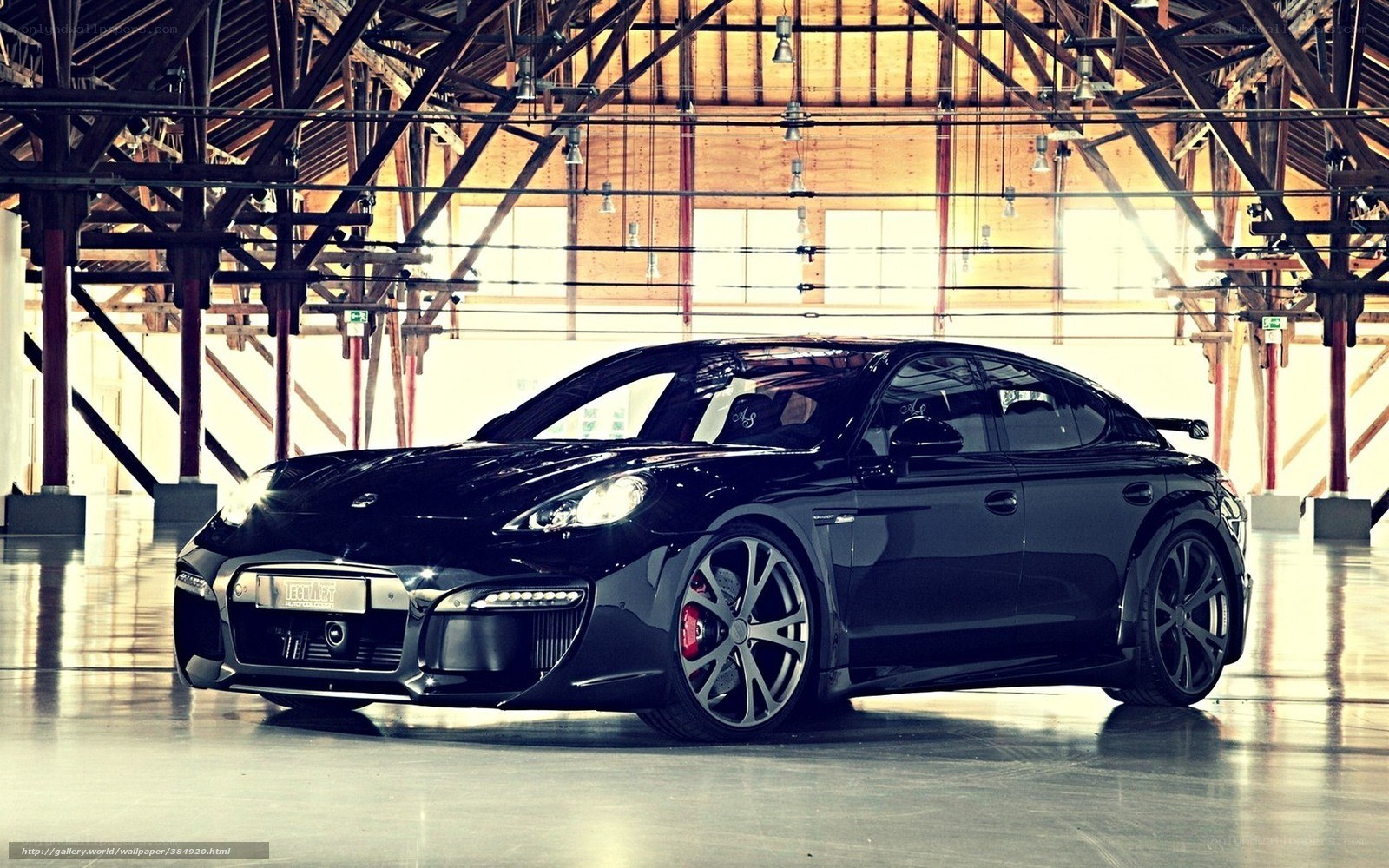 Black Porsche Panamera in warehouse