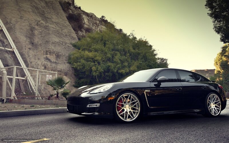 Black Porsche Panamera on a road
