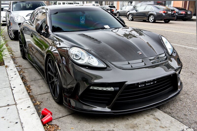 Black Porsche Panamera on street