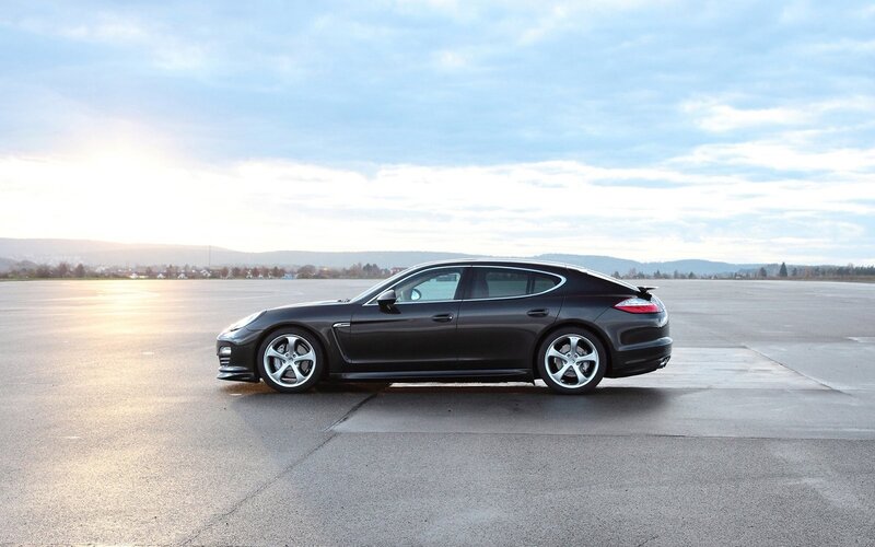 Black Porsche Panamera on tarmac
