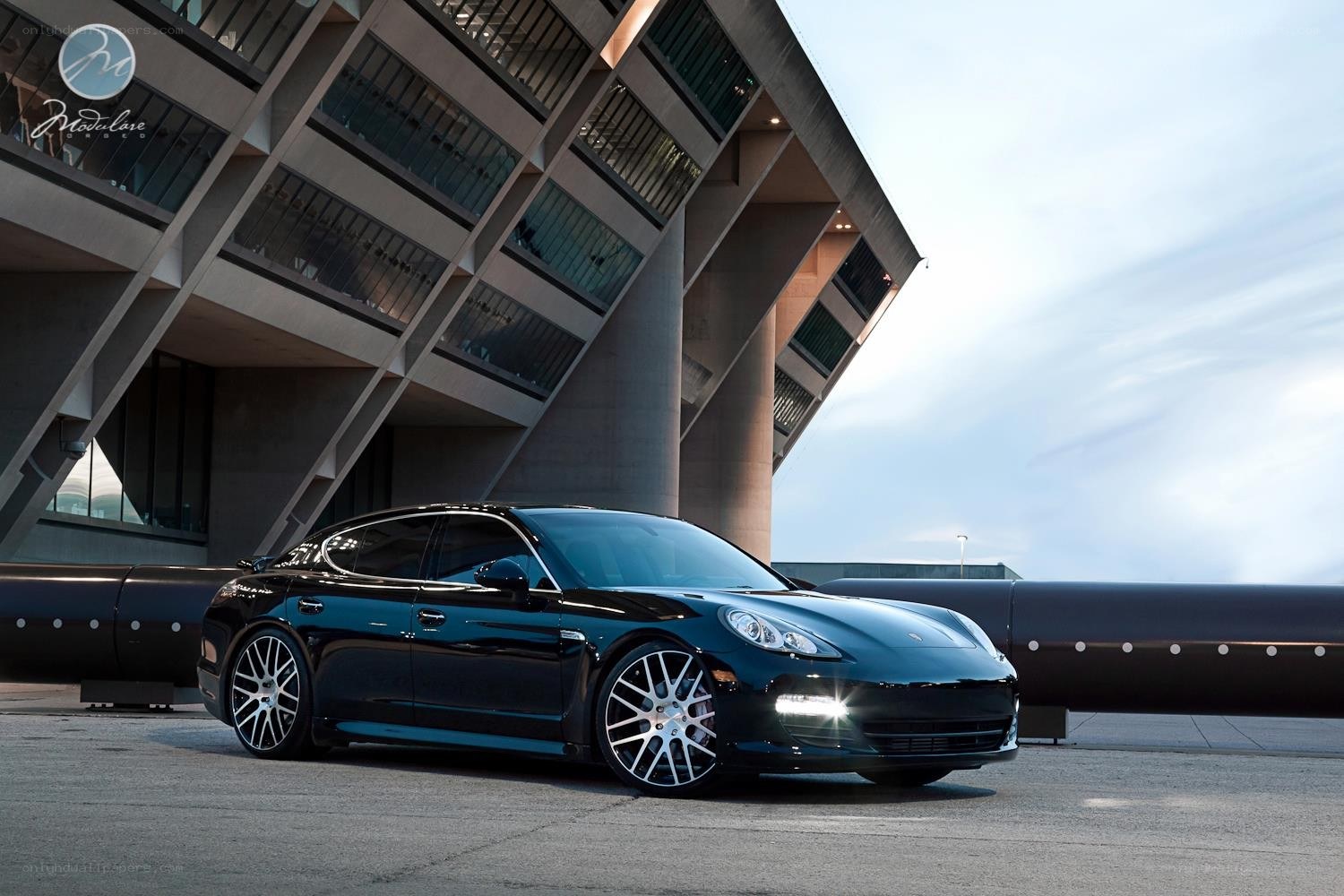 Black Porsche Panamera parked