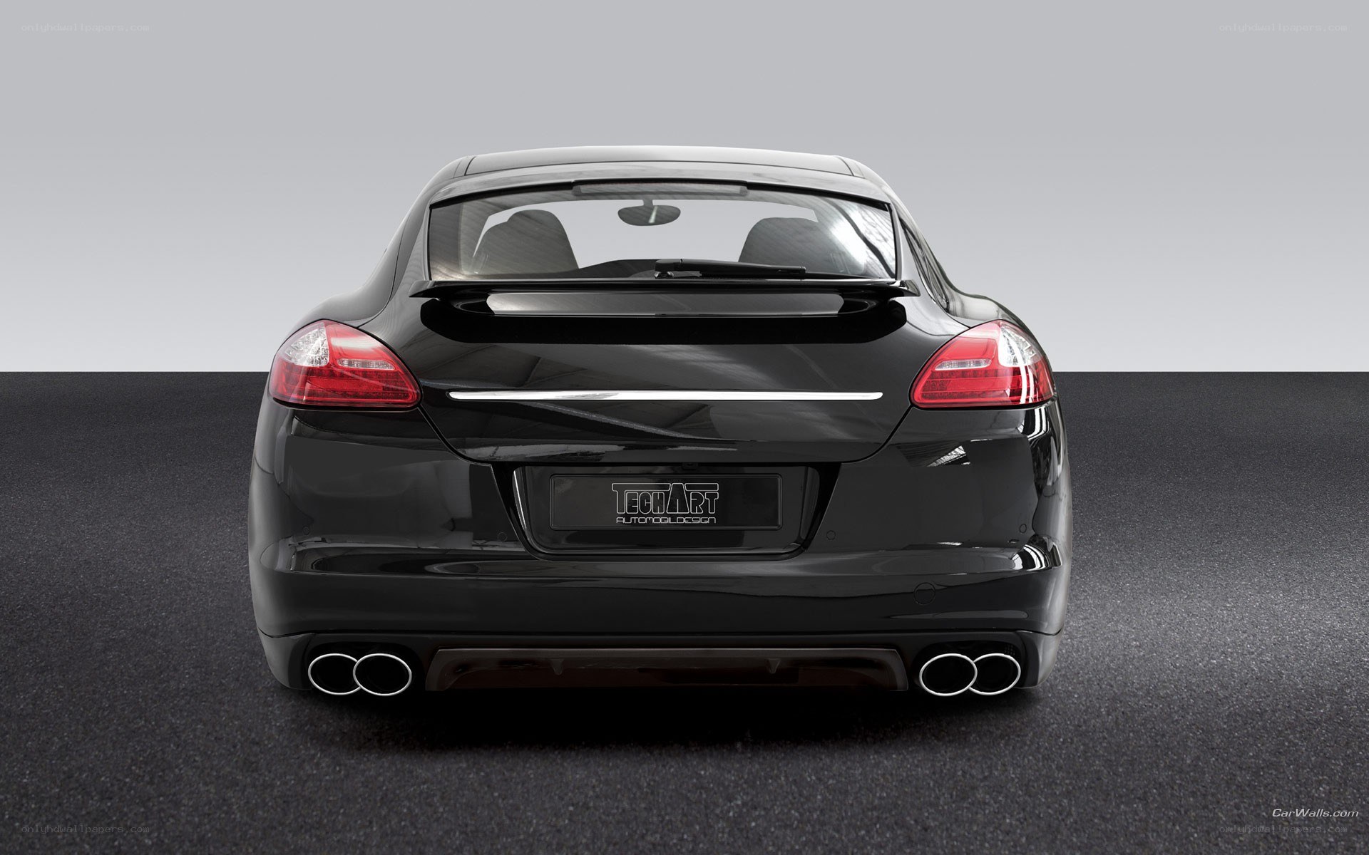black porsche panamera rear view