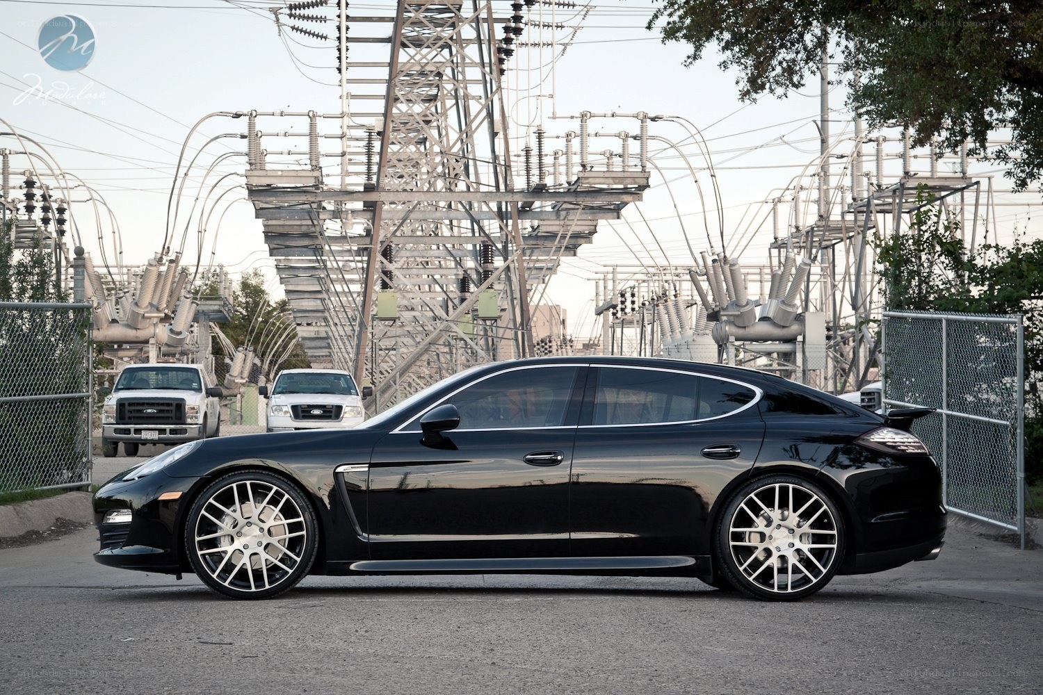 Black Porsche Panamera with custom wheels