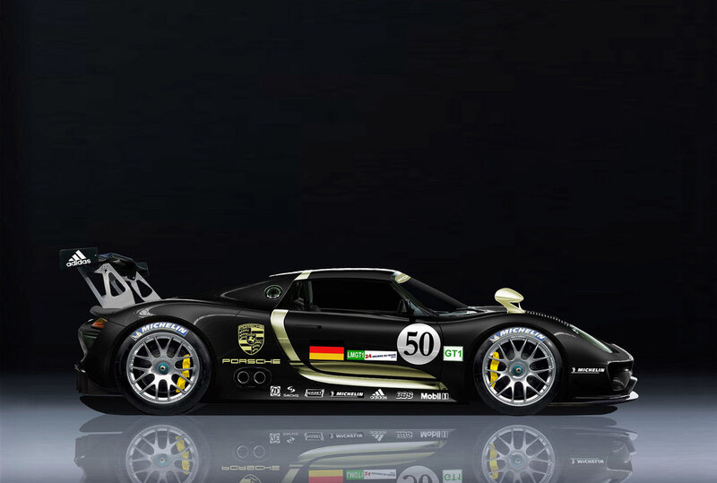 Black Porsche Race Car — Dramatic
