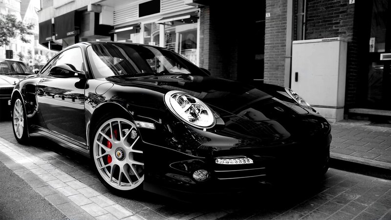 black porsche sports car