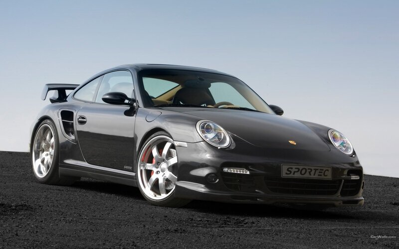 black porsche sports car