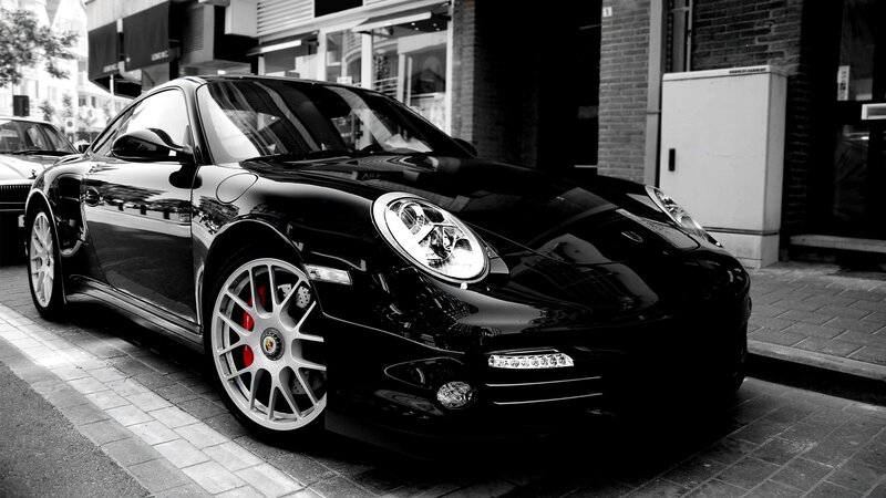 black porsche sports car