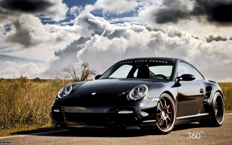 Black Porsche Sports Car — Dramatic, Afternoon, Photograph