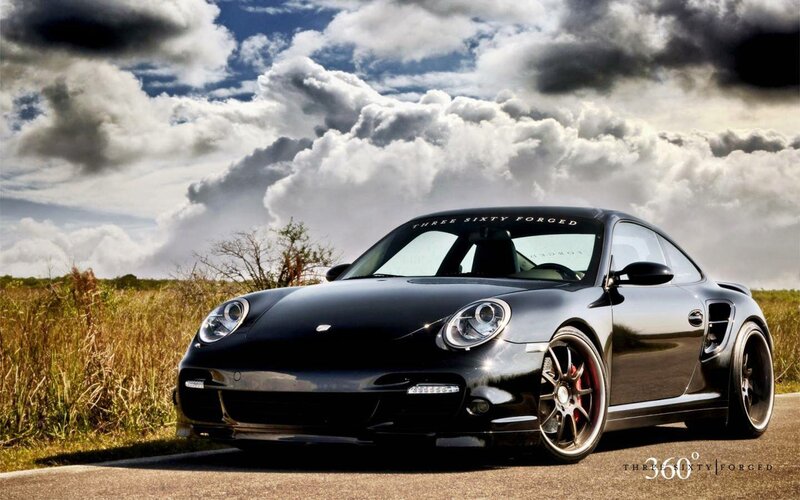 Black Porsche Sports Car — Dramatic, Afternoon