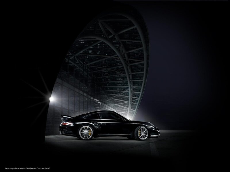 Black Porsche Sports Car — Dramatic, Night