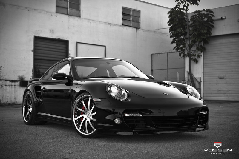 Black Porsche Sports Car — Dramatic, Photograph