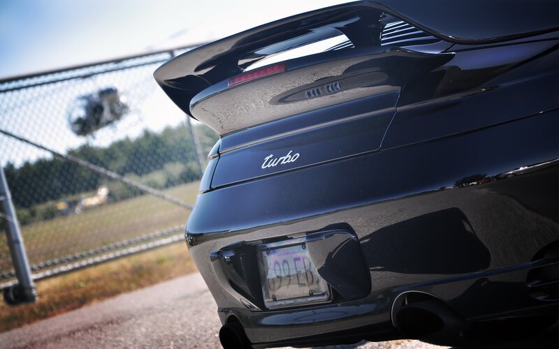 black porsche turbo rear view
