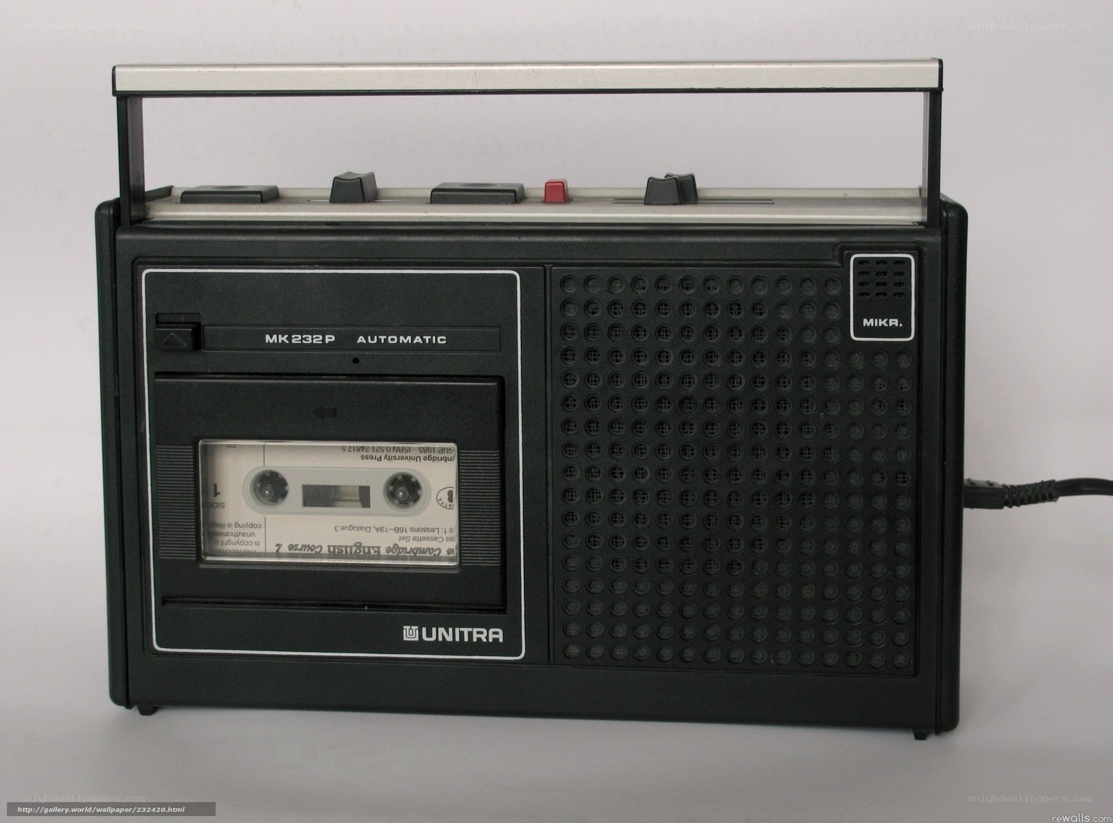 Black portable cassette player