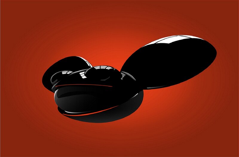 Black Propeller on Red Background