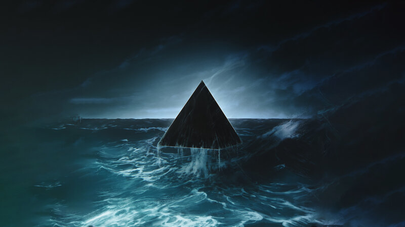 Black Pyramid in Ocean