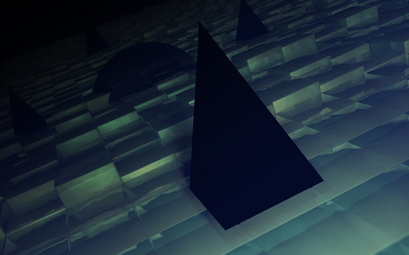 Black Pyramid on Tiled Floor