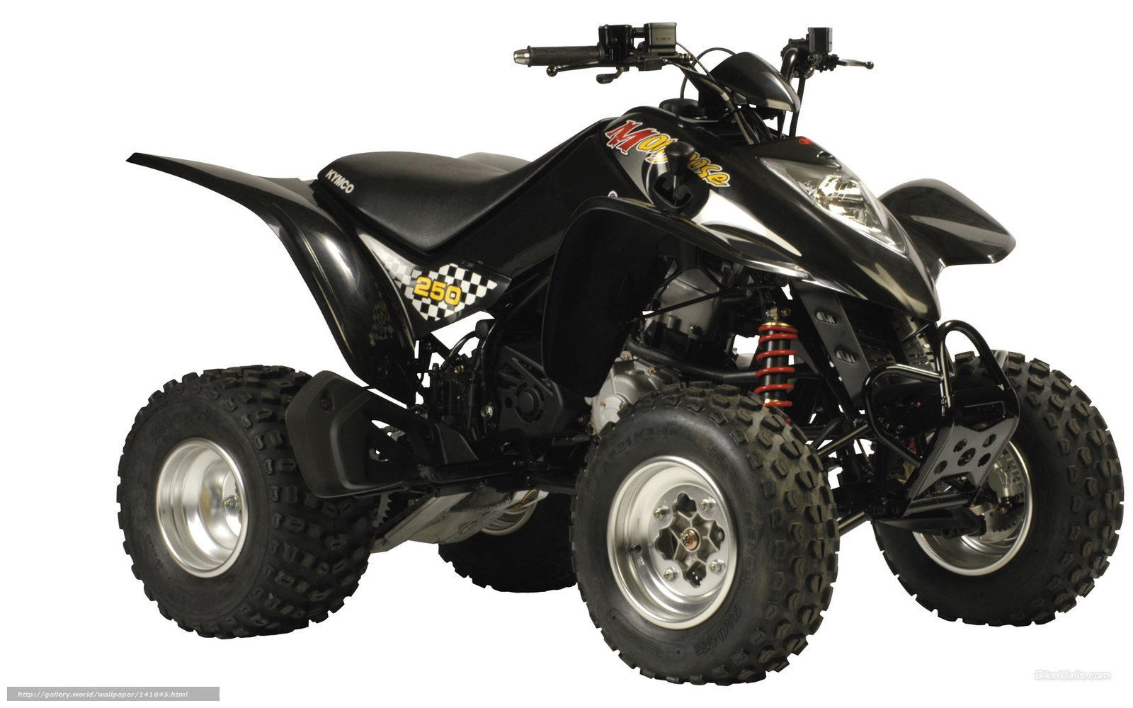 Black quad bike on white background