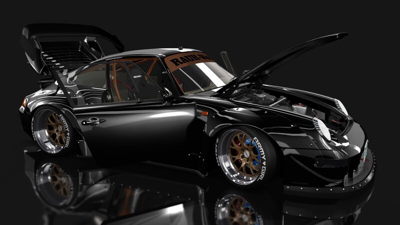 Black Race Car — Dramatic, 3d Render, Open Hood