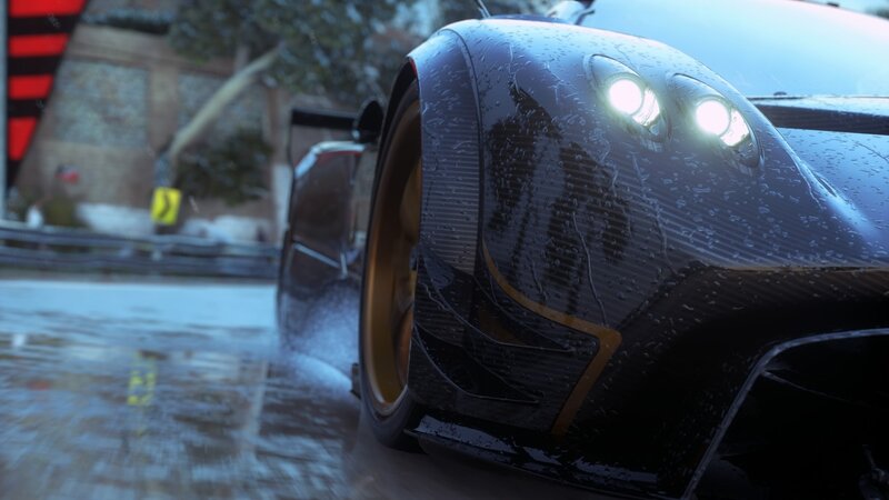 Black Race Car — Dramatic, 3d Render, Wet Road