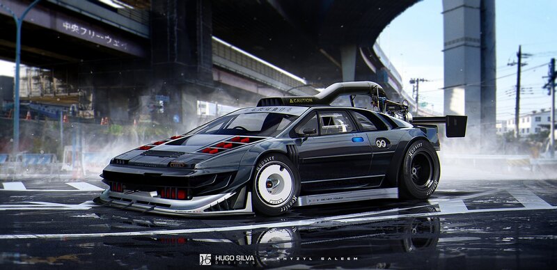 Black Race Car — Dramatic, Afternoon, Digital Art