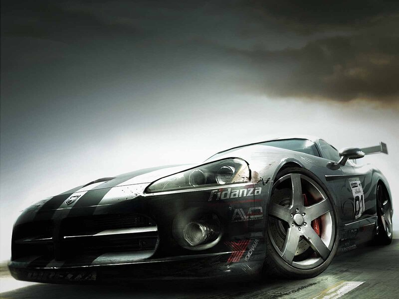 Black Race Car — Dramatic, Digital Art, Race Car, Tire