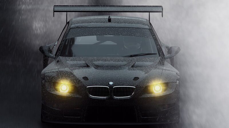 Black Race Car — Dramatic, Digital Art, Rain