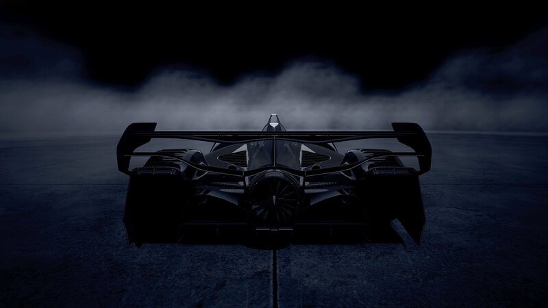 Black Race Car — Dramatic, Night, 3d Render, Smoke, Rear Wing