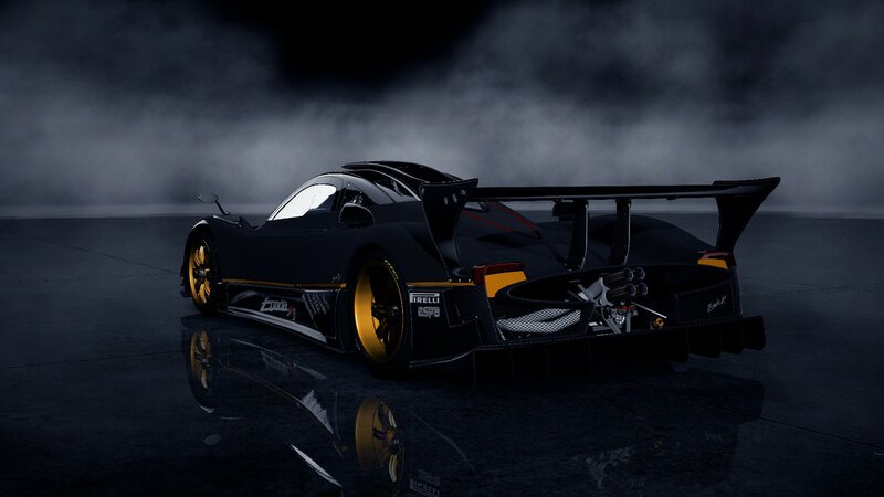Black Race Car — Dramatic, Night, 3d Render, Wings
