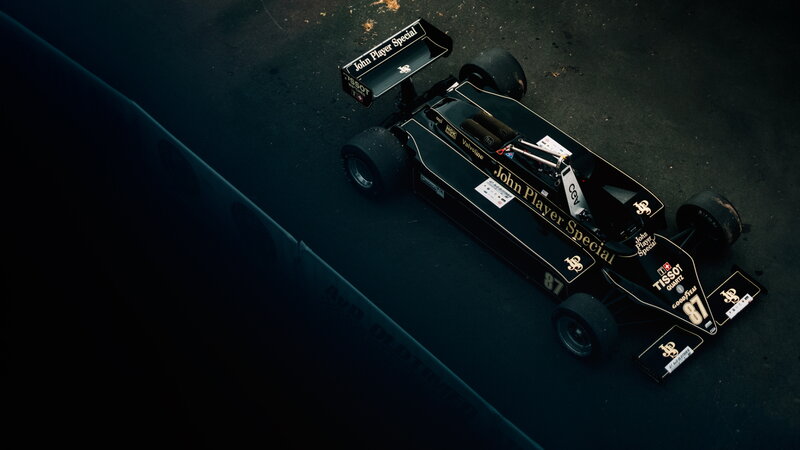 Black Race Car — Dramatic, Photograph, Race Track, Tires