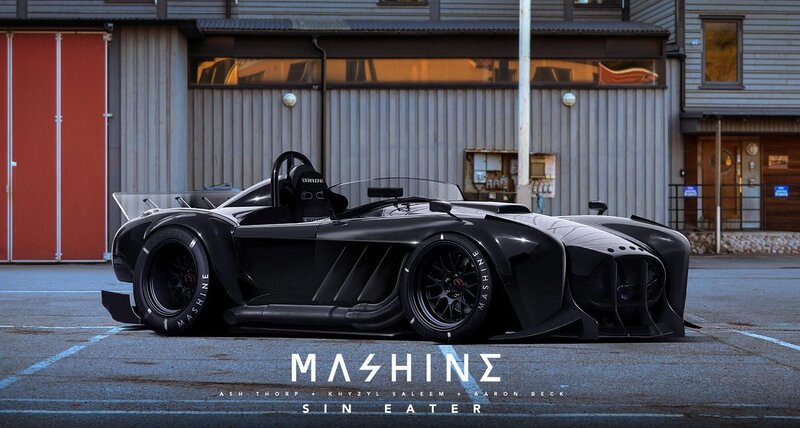 Black Race Car — Dramatic, Sunset, 3d Render, Building