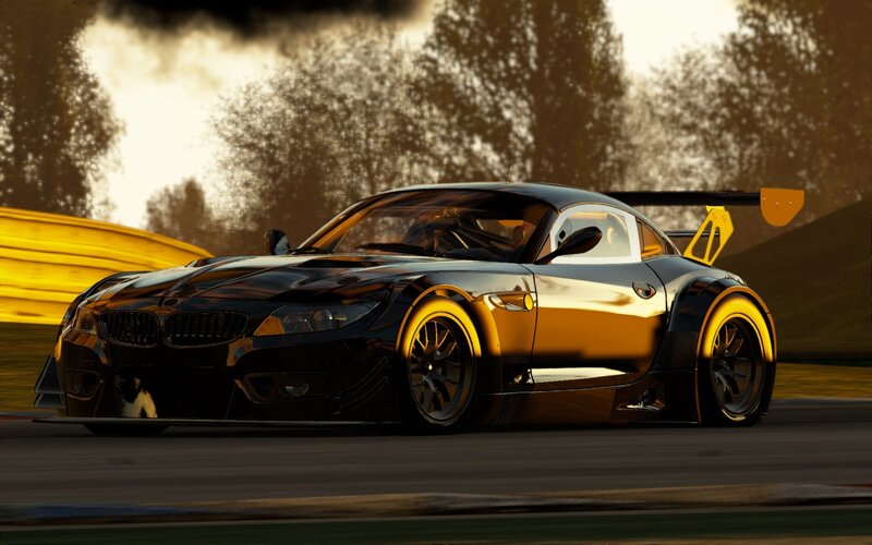 Black Race Car — Dramatic, Sunset, 3d Render, Race Track