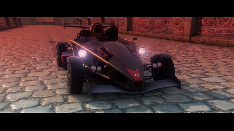 Black Race Car — Dramatic, Sunset, 3d Render
