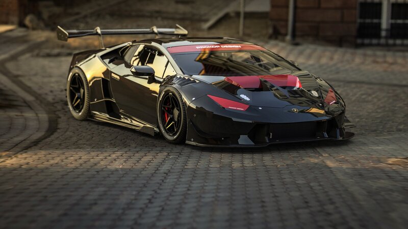 Black Race Car — Dramatic, Sunset, 3d Render, Tire