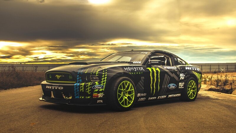Black Race Car — Dramatic, Sunset, Photograph, Sky