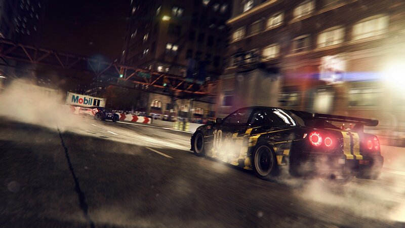 Black Race Car Drifting — Dynamic, Night, 3d Render