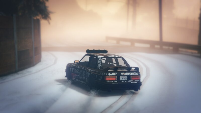 Black Race Car Drifting — White