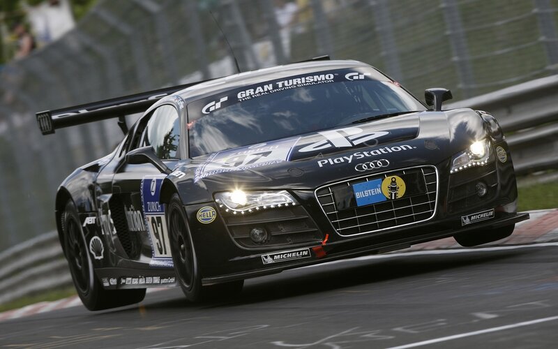 Black Race Car — Dynamic, Afternoon, Photograph, Race Track, Fence