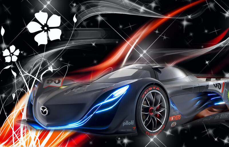 Black Race Car — Dynamic, Digital Art