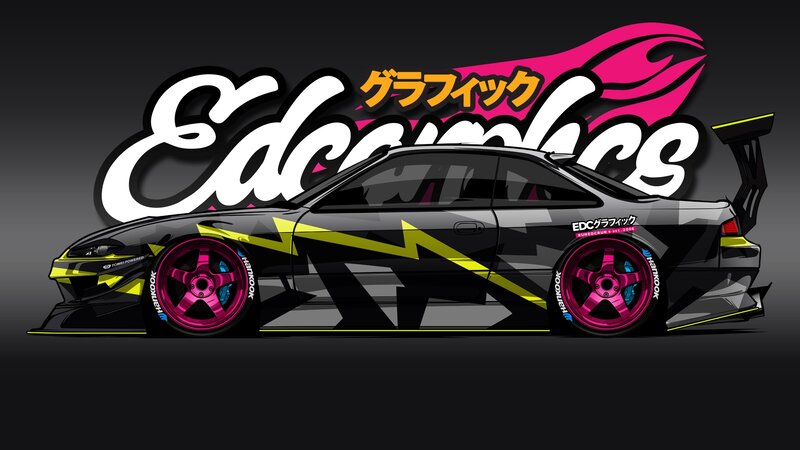 Black Race Car — Dynamic, Digital Art, Wheels