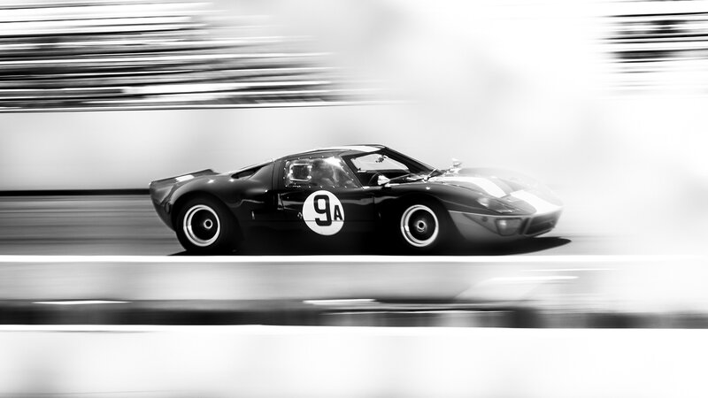 Black Race Car — Dynamic, Photograph, Race Track, Number 9a