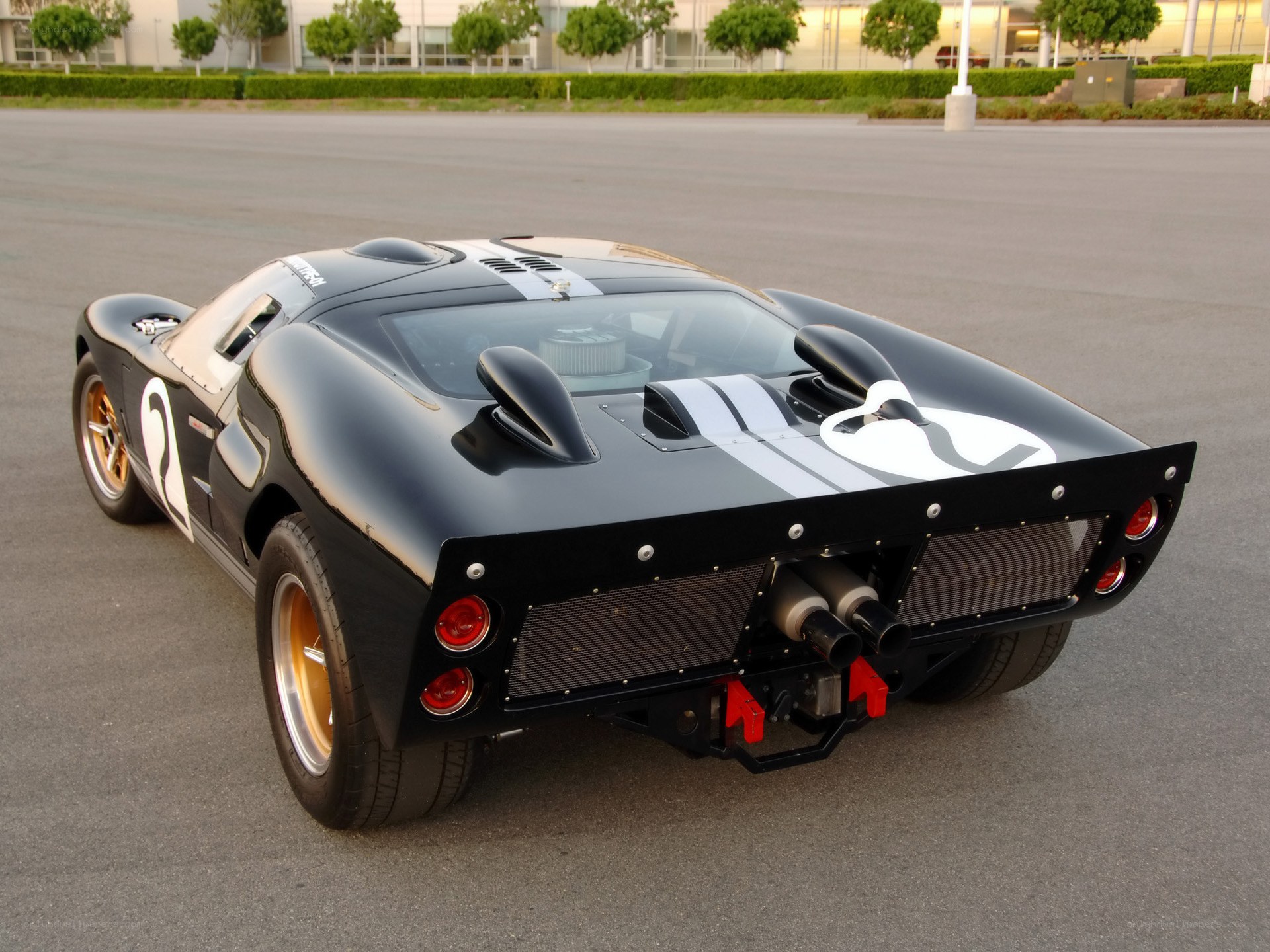 Black race car from rear view
