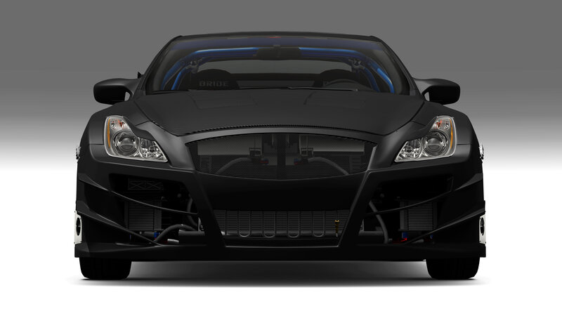 black race car front view