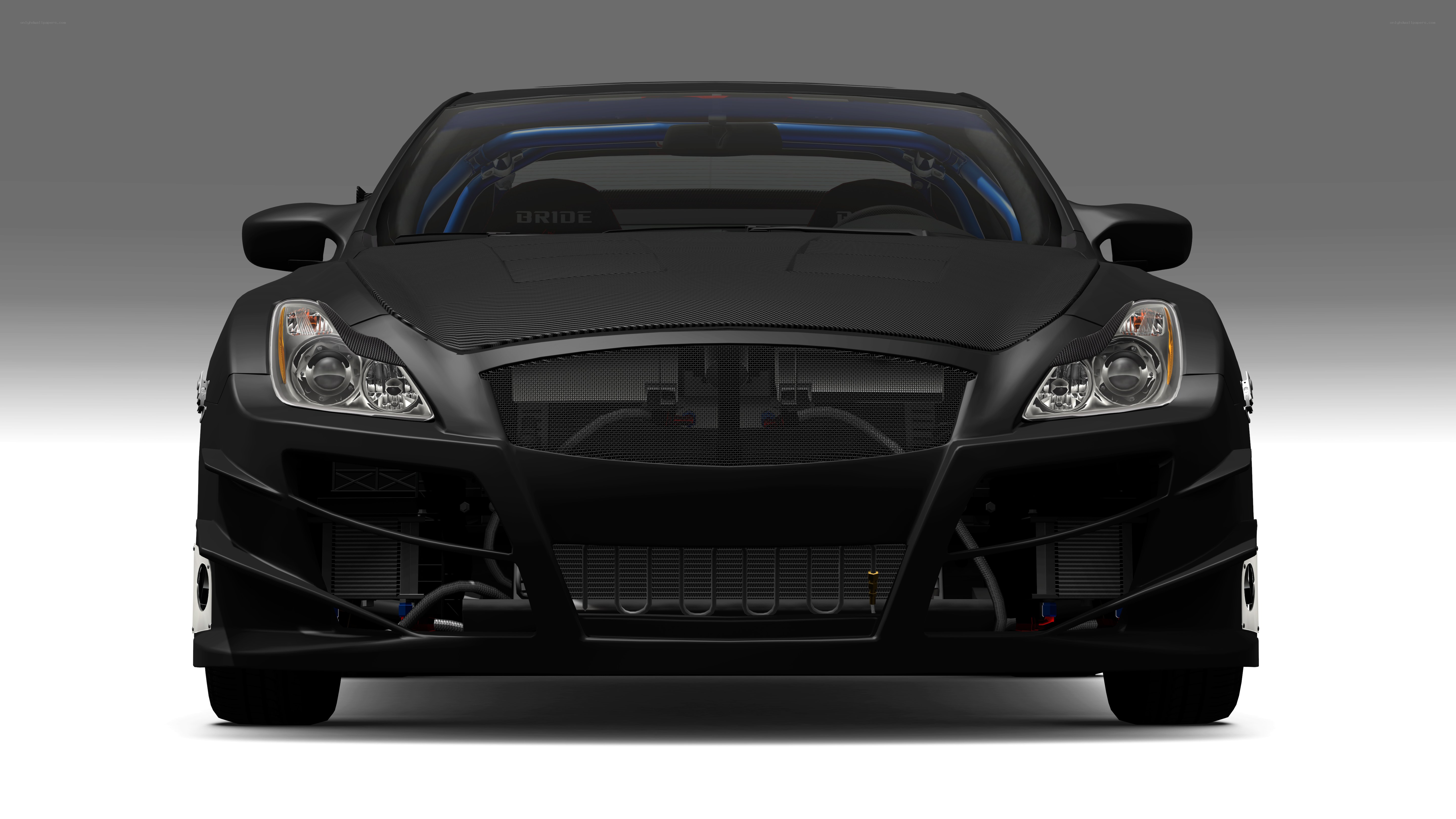 black race car front view