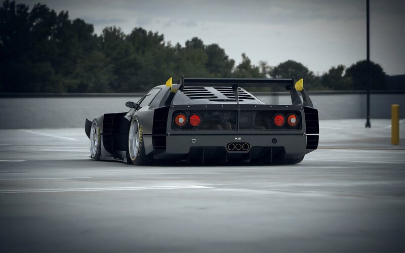 Black Race Car — Gray, Dramatic, 3d Render, Trees